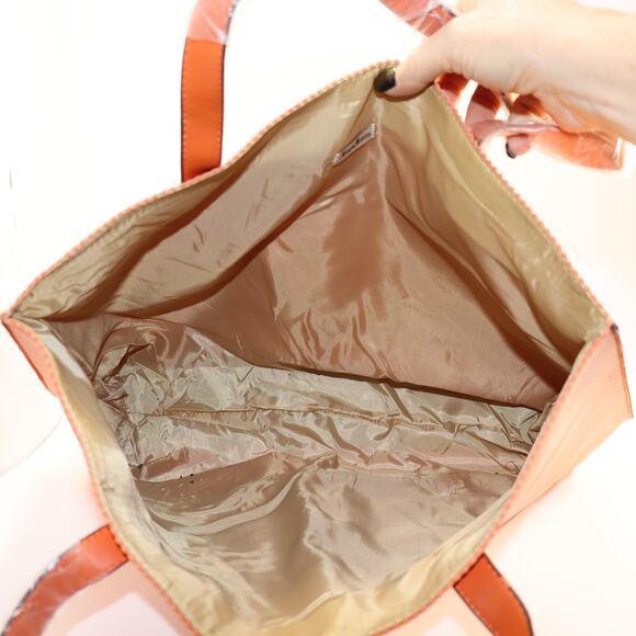 Neiman Marcus Orange Laser Cut Tote Bag w/ 2 Matching Pouches - Picture 4 of 6